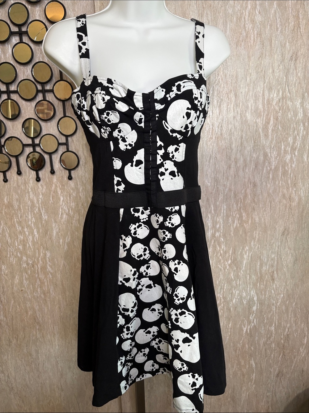 Med Royal Bones Skull Fit-and-Flare Mini Dress